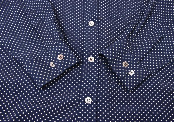 Y's for men Navy Pin Dot Layered Collar Rayon Shirt Size 3