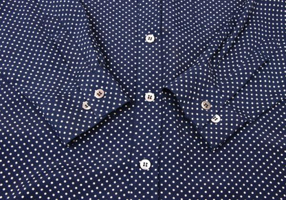 Y's for men Navy Pin Dot Layered Collar Rayon Shirt Size 3