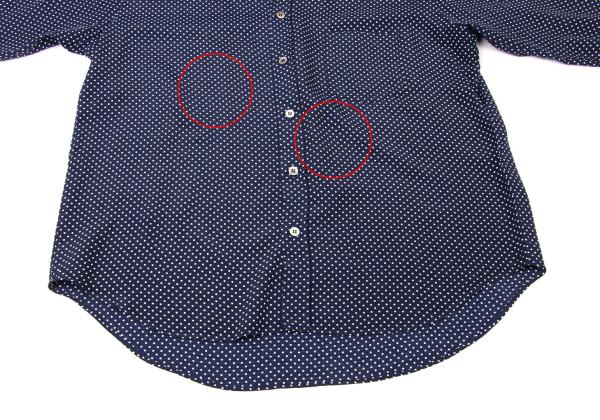 Y's for men Navy Pin Dot Layered Collar Rayon Shirt Size 3