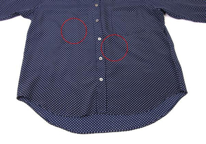 Y's for men Navy Pin Dot Layered Collar Rayon Shirt Size 3