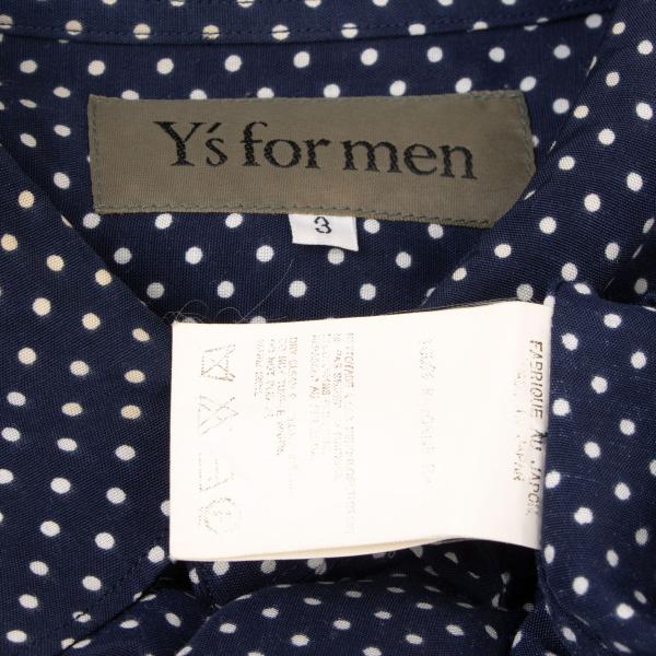 Y's for men Navy Pin Dot Layered Collar Rayon Shirt Size 3
