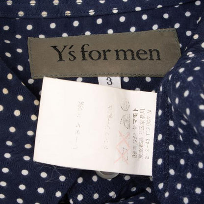 Y's for men Navy Pin Dot Layered Collar Rayon Shirt Size 3
