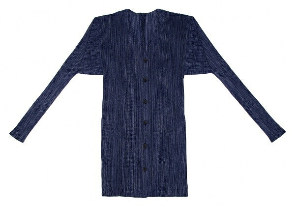 PLEATS PLEASE Fabric Print Pleated Cardigan Blue Size 4