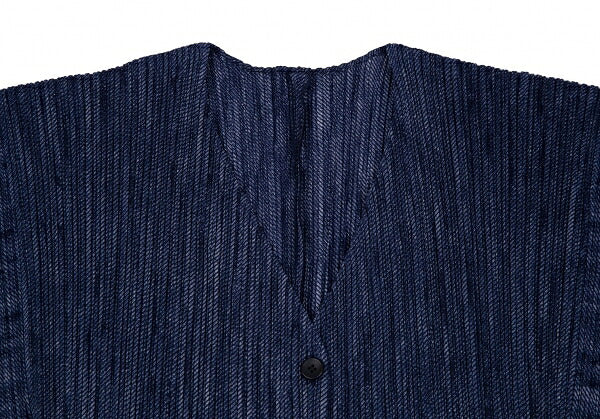 PLEATS PLEASE Fabric Print Pleated Cardigan Blue Size 4