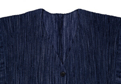 PLEATS PLEASE Fabric Print Pleated Cardigan Blue Size 4