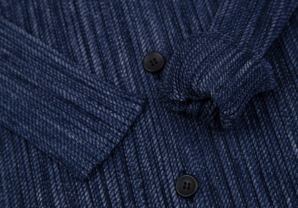 PLEATS PLEASE Fabric Print Pleated Cardigan Blue Size 4