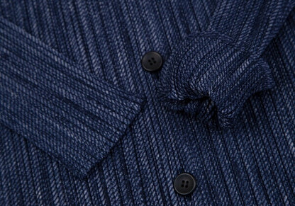 PLEATS PLEASE Fabric Print Pleated Cardigan Blue Size 4
