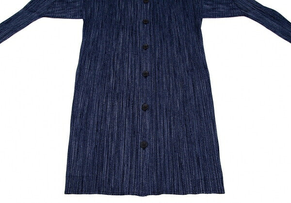 PLEATS PLEASE Fabric Print Pleated Cardigan Blue Size 4
