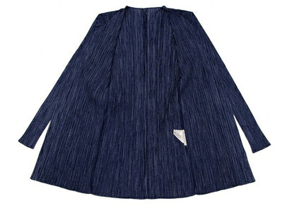 PLEATS PLEASE Fabric Print Pleated Cardigan Blue Size 4