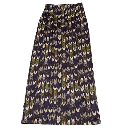 PLEATS PLEASE Mixed Knit Print Pleated Skirt Purple Size 2