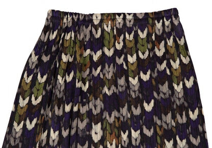 PLEATS PLEASE Mixed Knit Print Pleated Skirt Purple Size 2