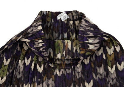 PLEATS PLEASE Mixed Knit Print Pleated Skirt Purple Size 2