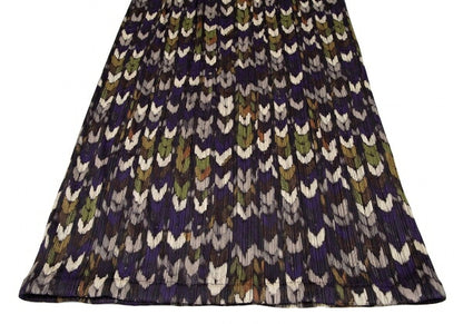 PLEATS PLEASE Mixed Knit Print Pleated Skirt Purple Size 2