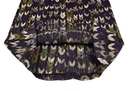 PLEATS PLEASE Mixed Knit Print Pleated Skirt Purple Size 2