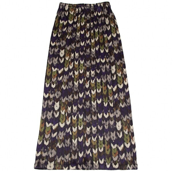 PLEATS PLEASE Mixed Knit Print Pleated Skirt Purple Size 2