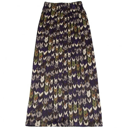PLEATS PLEASE Mixed Knit Print Pleated Skirt Purple Size 2