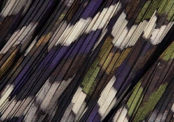 PLEATS PLEASE Mixed Knit Print Pleated Skirt Purple Size 2