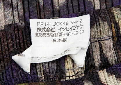 PLEATS PLEASE Mixed Knit Print Pleated Skirt Purple Size 2