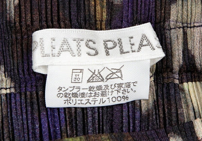 PLEATS PLEASE Mixed Knit Print Pleated Skirt Purple Size 2
