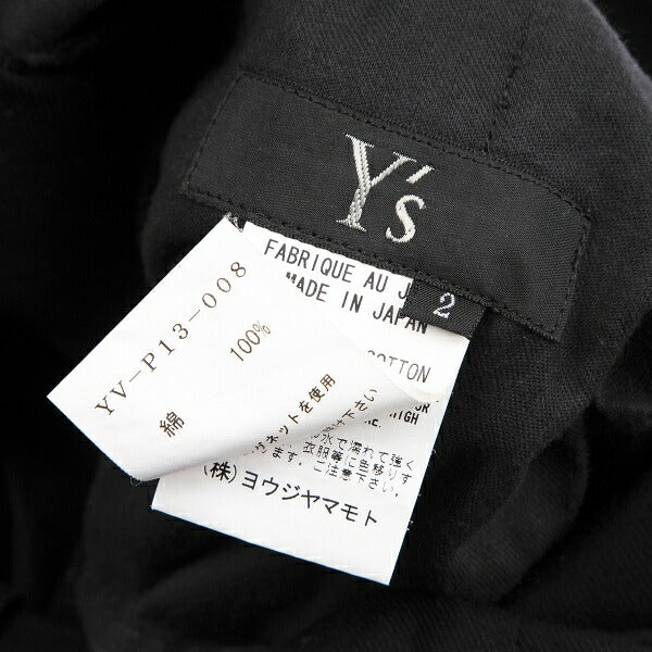 Y's Cotton Side Belt Pants Black Size 2