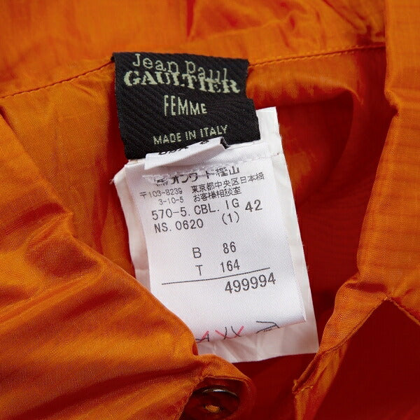Jean Paul GAULTIER FEMME Ripstop Nylon Up Orange Shirt Size 42