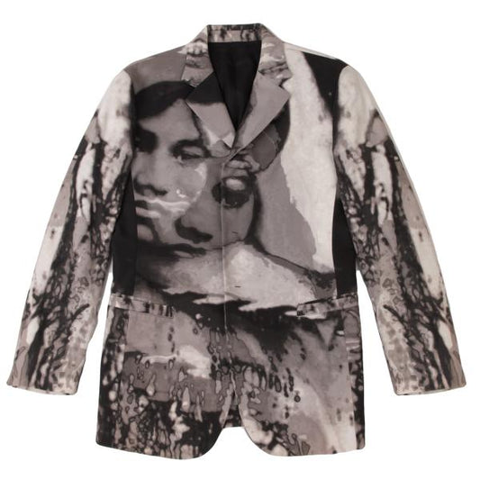 Jean Paul GAULTIER HOMME Face Graphic White Gray Jacket Size 48
