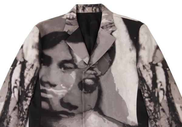 Jean Paul GAULTIER HOMME Face Graphic White Gray Jacket Size 48