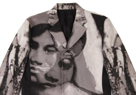 Jean Paul GAULTIER HOMME Face Graphic White Gray Jacket Size 48