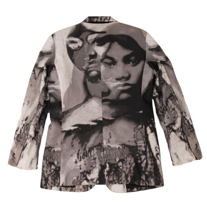 Jean Paul GAULTIER HOMME Face Graphic White Gray Jacket Size 48