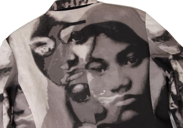 Jean Paul GAULTIER HOMME Face Graphic White Gray Jacket Size 48