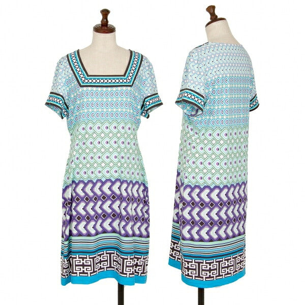 EMILIO PUCCI Geometric Print Square Neck Dress White Size 42