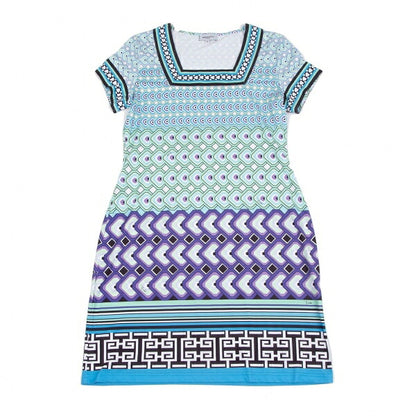 EMILIO PUCCI Geometric Print Square Neck Dress White Size 42