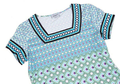 EMILIO PUCCI Geometric Print Square Neck Dress White Size 42