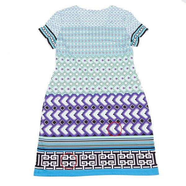 EMILIO PUCCI Geometric Print Square Neck Dress White Size 42