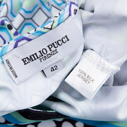 EMILIO PUCCI Geometric Print Square Neck Dress White Size 42