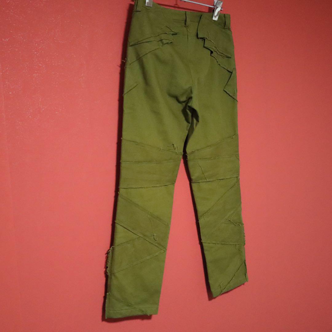 Issey Miyake Green Frayed Tape Zip Hem Skinny Pants Size 2