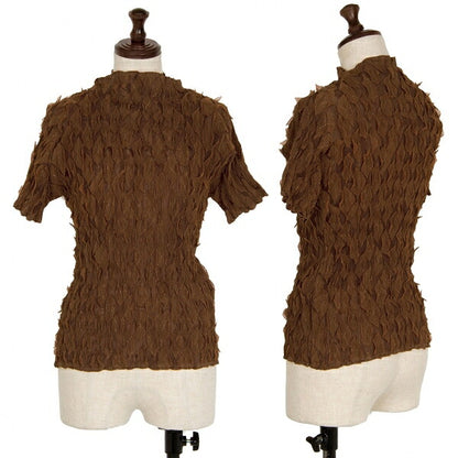 ISSEY MIYAKE Diamond Pleat High Neck Top Brown Size 3