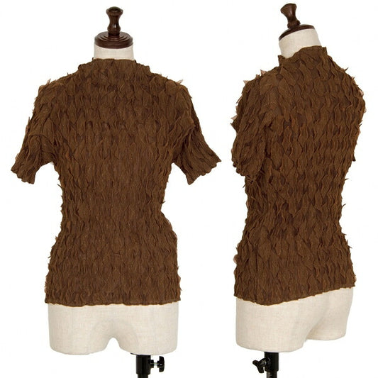 ISSEY MIYAKE Diamond Pleat High Neck Top Brown Size 3