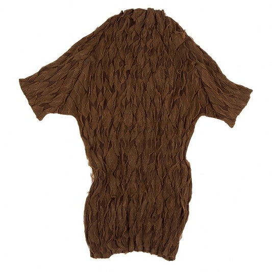 ISSEY MIYAKE Diamond Pleat High Neck Top Brown Size 3