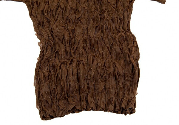 ISSEY MIYAKE Diamond Pleat High Neck Top Brown Size 3