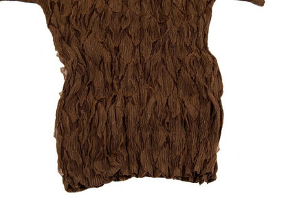 ISSEY MIYAKE Diamond Pleat High Neck Top Brown Size 3