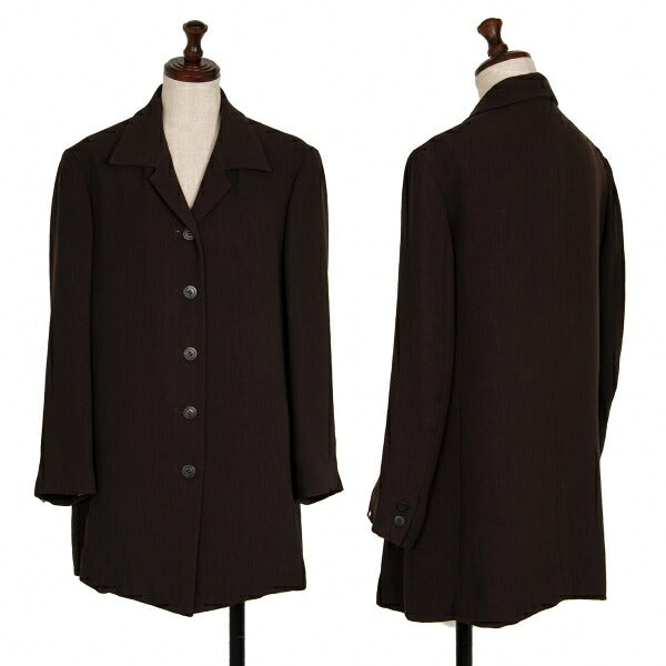 ISSEY MIYAKE Open Collar Long Jacket Brown Size M