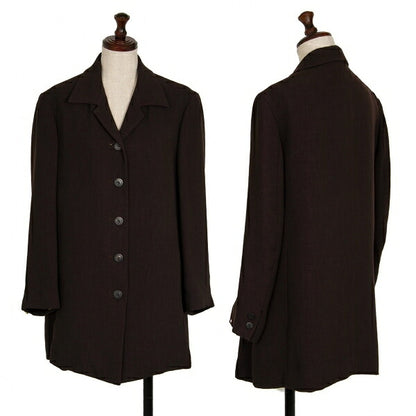 ISSEY MIYAKE Open Collar Long Jacket Brown Size M
