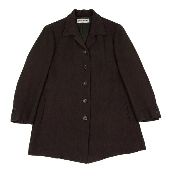 ISSEY MIYAKE Open Collar Long Jacket Brown Size M