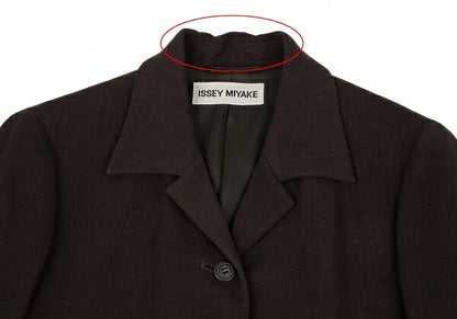 ISSEY MIYAKE Open Collar Long Jacket Brown Size M