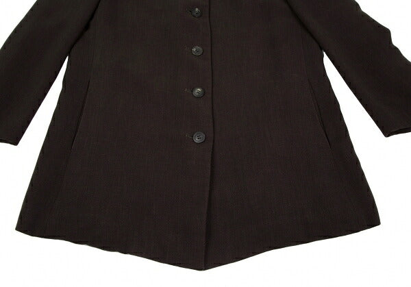 ISSEY MIYAKE Open Collar Long Jacket Brown Size M
