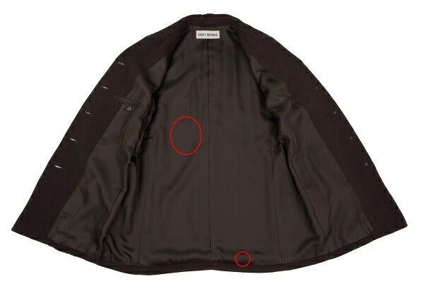 ISSEY MIYAKE Open Collar Long Jacket Brown Size M