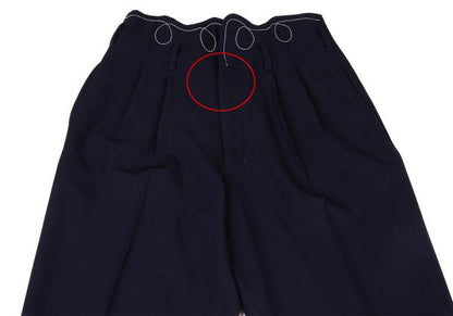 Y's Wool Gabardine Waist Cut Design Pants Navy Size M