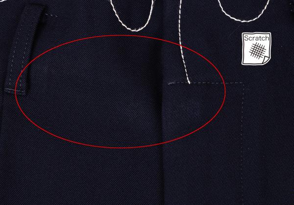 Y's Wool Gabardine Waist Cut Design Pants Navy Size M