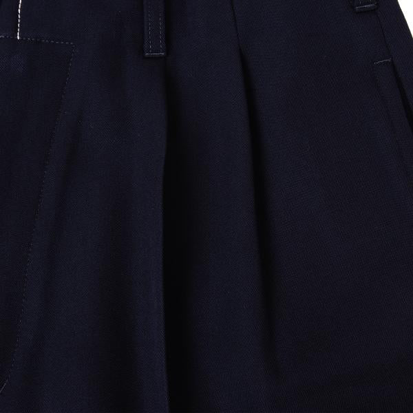Y's Wool Gabardine Waist Cut Design Pants Navy Size M